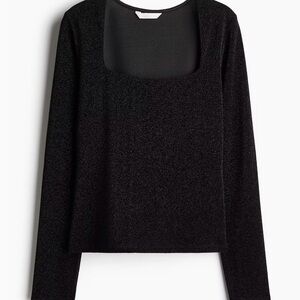 NWT H&M Black Sparkle Long Sleeve Knit Top Size Large